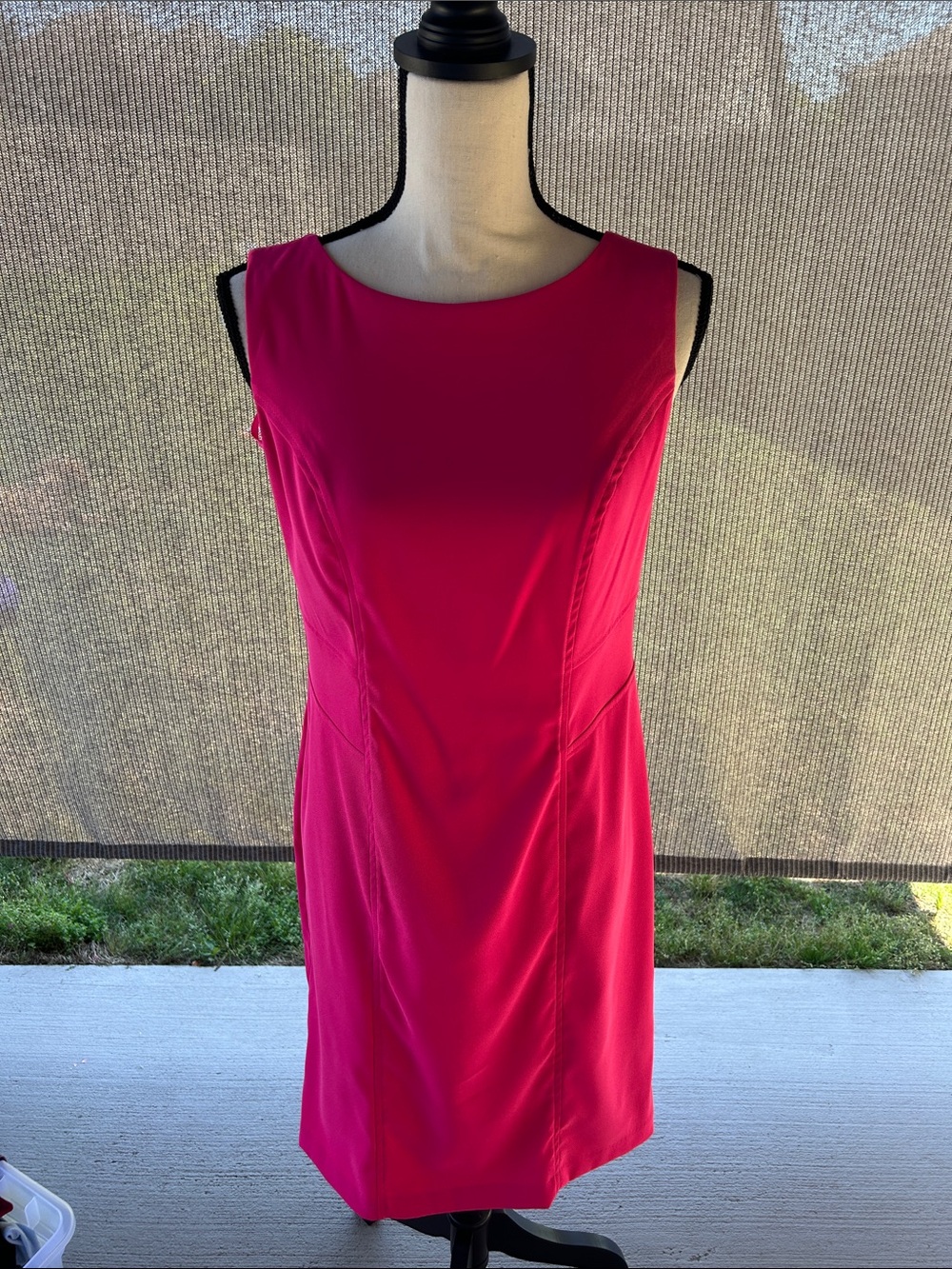 Sleeveless Fuchsia Midi Sheath Dress
